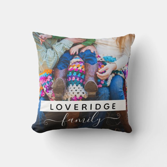 Almofada Personalizada Família Monograma Sobrenome Foto Per (Frente)