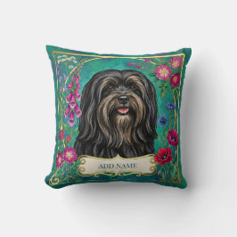 Almofada Personalizada Lhasa Apso Preto e Bege