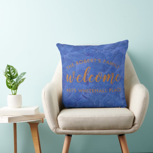 Almofada Personalizada Moderna Marinha e Cobre (Cadeira)