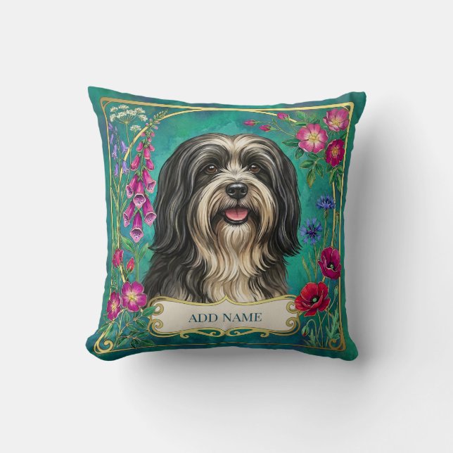 Almofada Personalizada Preto e Branco Lhasa Apso (Frente)