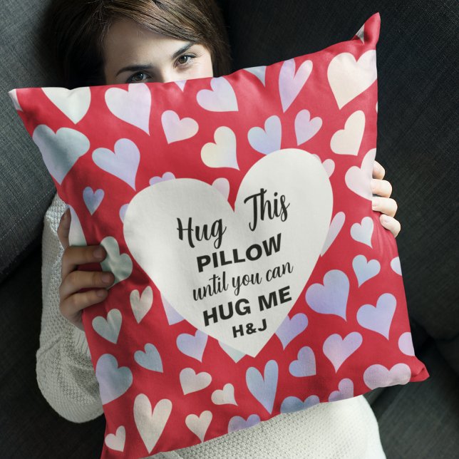 Almofada Personalizado Abraçando Este Travesseiro Até Você  (Personalized Hug This Pillow Until You Can Hug Me
)