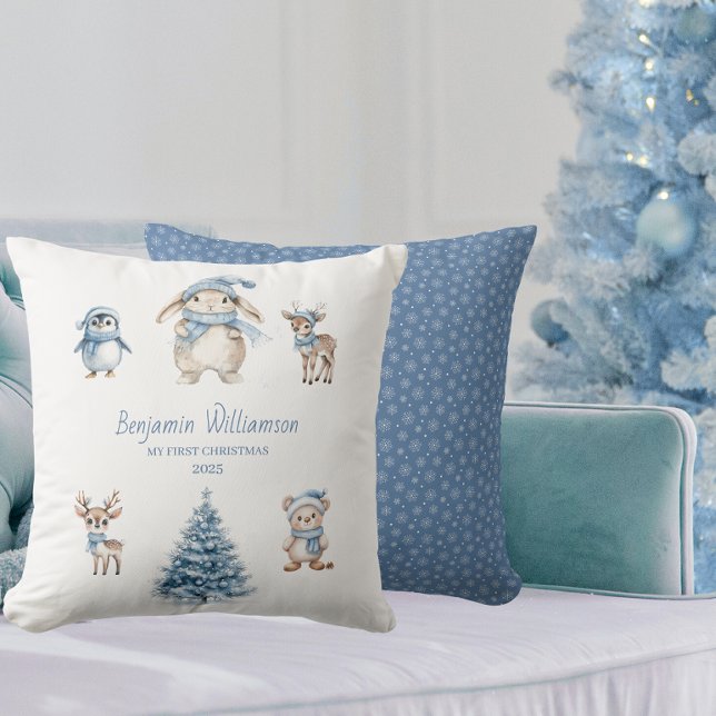 Almofada Personalizado Bebê Meu 1º Natal Floresta (Criador carregado)