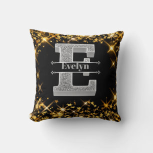 Almofada Personalizado E Monograma Inicial De Prata Seu Nom