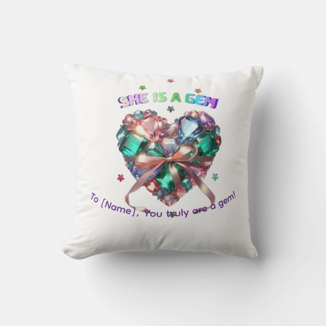 Almofada Personalizado Ela É Uma Joia Presente de Pedra Pre (Frente)