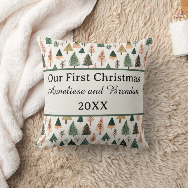Almofada Personalizado Nosso Primeiro Natal Juntos Feriado  (Cobertor)