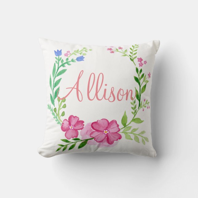 Almofada Personalizado por Wreath Floral (Frente)