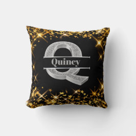 Almofada Personalizado Q Monograma Inicial do Prata Seu Nom