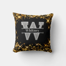 Personalizado W Monograma Inicial do Prata Seu Nom