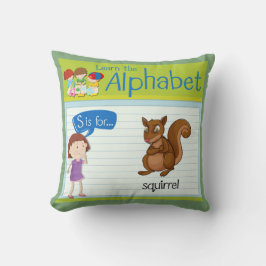Almofada Personalizar alfabeto - Letra S é para esquilo