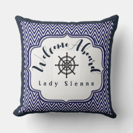 Almofada Personalizar azul e branco do Marinho com a roda d