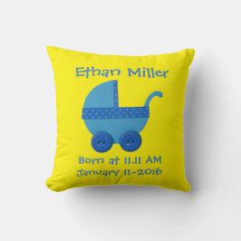 Almofada Personalizar chá de bebê carruagem azul
