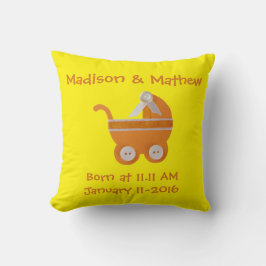 Almofada Personalizar, chá de fraldas de carruagem laranja