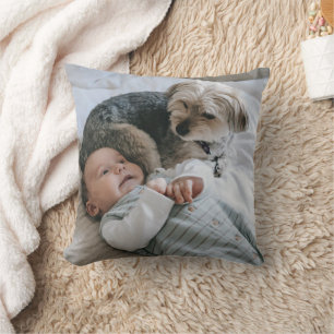 Almofada Personalizar Foto Cachorro Bebê Guarda-Bebê Duplo 