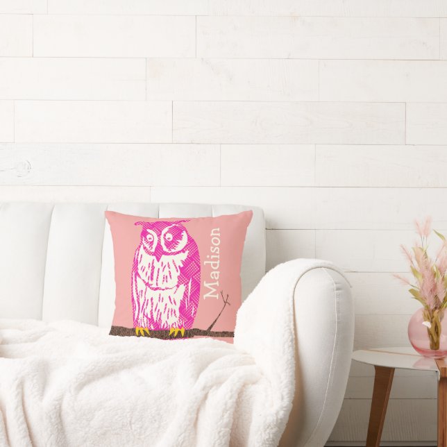 Almofada Personalizar Garota Amarela Pica Rosa Bonita Coruj (Sofá)