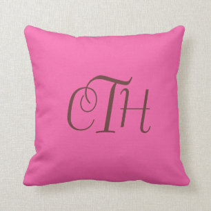 Almofada Personalizar Travesseiro de Monograma Rosa-Quente