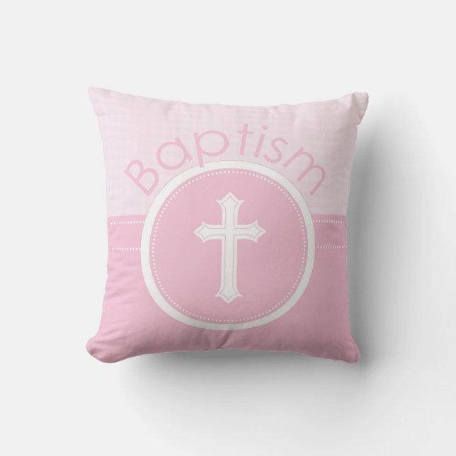 Almofada Personalizável, Menina Rosa Filha de Deus Batismo (Frente)