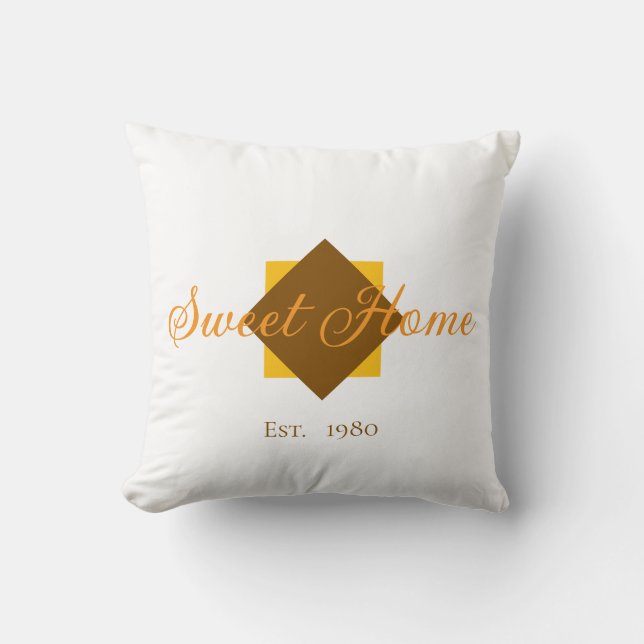 Almofada Personalizável Sweet Home – Fundada em xx (Frente)