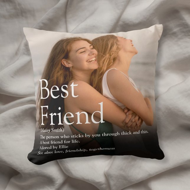 Almofada Personalize a Foto e Definição do Seu Melhor Amigo (Personalized Your Best Friend Photo and Definition Throw Pillow)