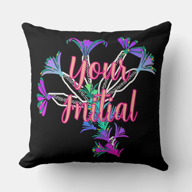 Almofada Personalize Com a Sua Inicial Floral (Frente)