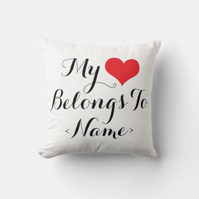 Almofada Personalize Meu Coração Pertence A <Name> (Frente)