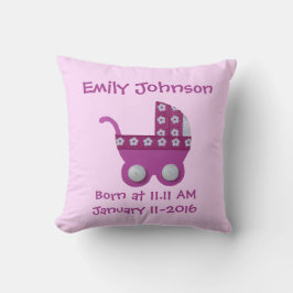 Almofada Personalize o chá de bebê roleta cor-de-rosa escur
