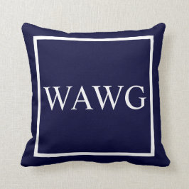 Almofada Personalize o texto do monograma em azuis marinhos