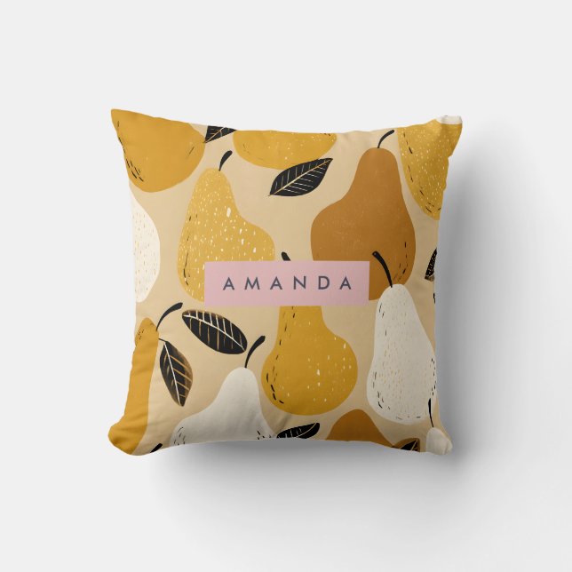 Almofada Personalized Autumn Pear Fruit Design (Frente)