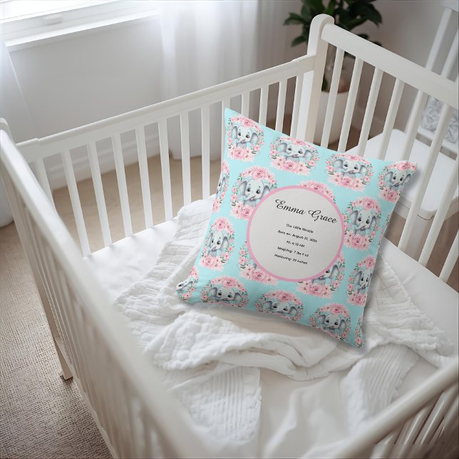 Almofada Personalized Baby Elephant Pillow (Criador carregado)