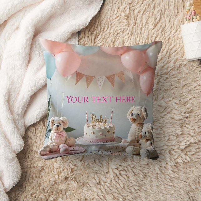 Almofada Personalized Baby Shower Pillow - Sweet Teddy Bear (Cobertor)