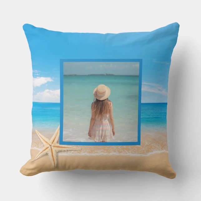 Almofada Personalized Beach House Throw Pillow – Custom (Frente)
