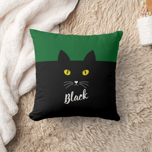 Almofada Personalized Black Cat Pillow, Gift for Cat Lovers (Cobertor)