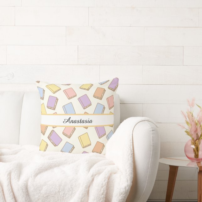 Almofada Personalized Bookish Girl Cute Bow Name Cream (Sofá)