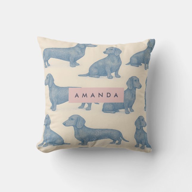 Almofada Personalized Charming Elegant Dachshund Pattern (Frente)