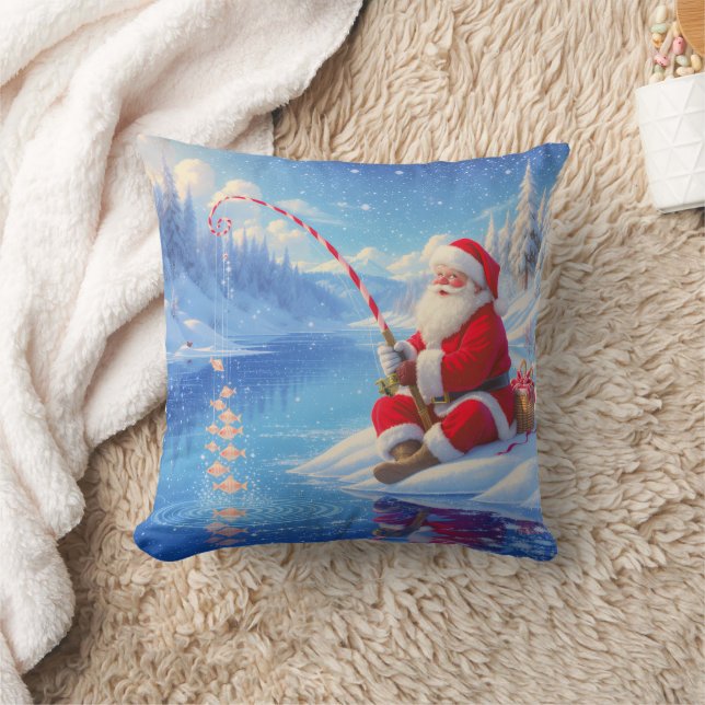 Almofada Personalized Christmas Santa Ice Fishing   (Cobertor)