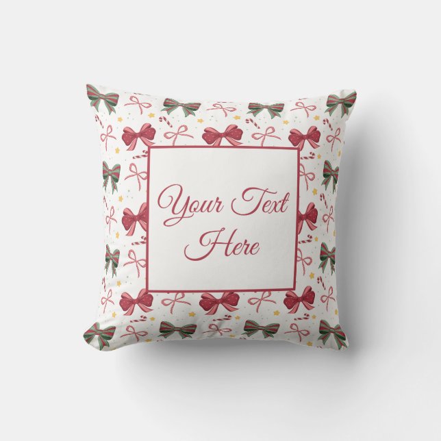Almofada Personalized Christmas Throw Pillow With Cute Bows (Frente)