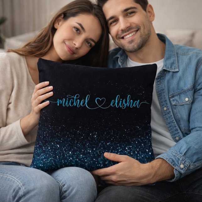 Almofada Personalized Couple Name Starry Night Glitter (Criador carregado)