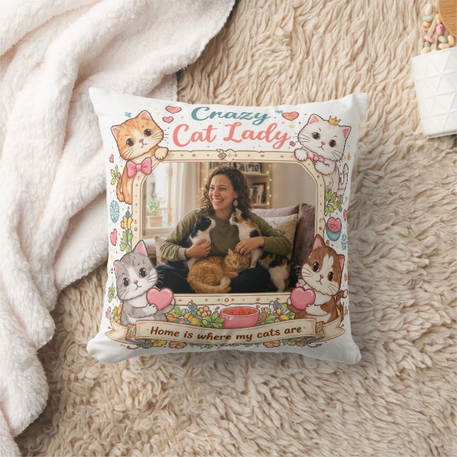 Almofada Personalized Crazy Cat Lady Photo Pillow  (Cobertor)