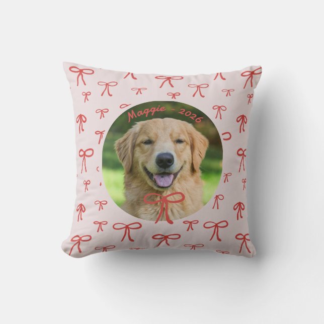 Almofada Personalized Cute Bow Pattern Pet Photo Pillow (Frente)