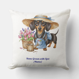 Almofada Personalized Dachshund Garden Throw Pillow