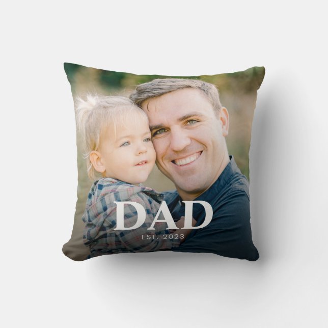 Almofada Personalized Dad Established Fathers Day Photo (Frente)