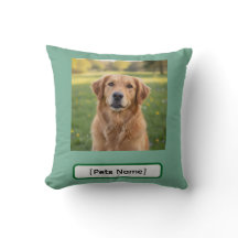Personalized Dog & Cat Photo and Name Throw Pillow