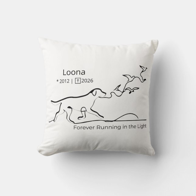 Almofada Personalized Dog Memorial Sympathy Line Art (Frente)