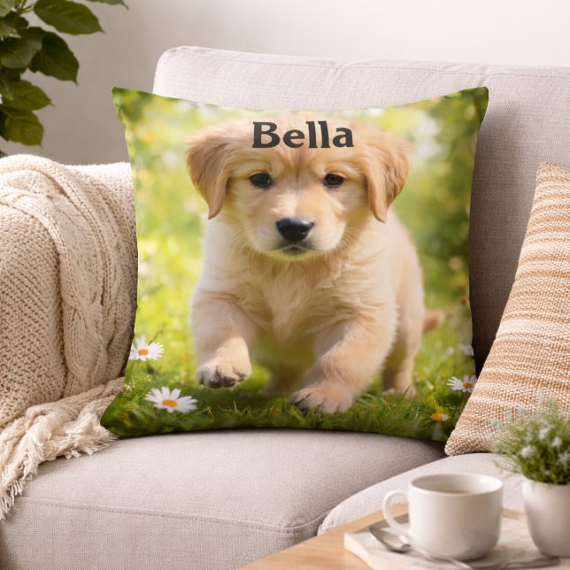 Almofada Personalized Dog Photo Pillow With Custom Name (Criador carregado)