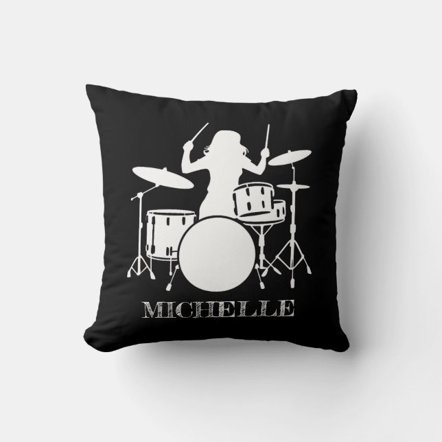 Almofada Personalized Drummer Girl | Drums Drummer Gift (Frente)