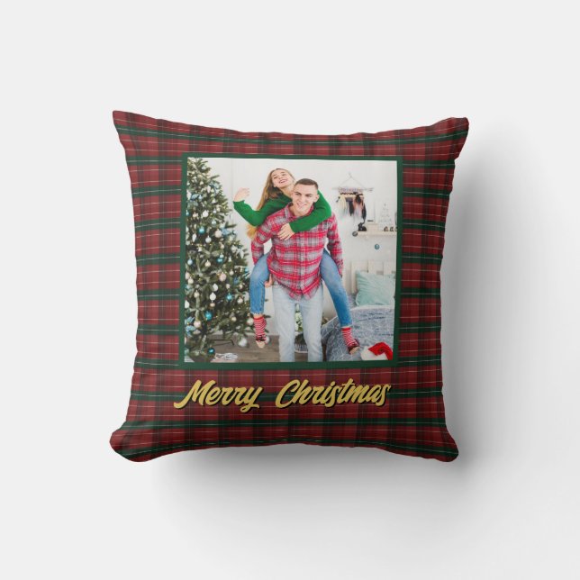 Almofada Personalized Family Christmas Stylish Photo (Frente)
