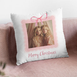 Almofada Personalized Family Photo Merry Christmas Pillow