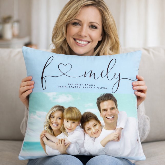 Almofada Personalized Family Photo Pillow Custom Name (Criador carregado)
