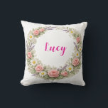 Almofada Personalized Floral Name Pillow Custom Gift<br><div class="desc">A beautifully soft and personal gift she will absolutely adore! This stunning personalized floral pillow features her name surrounded by delicate blooming flowers in soft pastel tones the perfect combination of beautiful home decor and a deeply personal heartfelt gift! A gift so pretty it belongs on every bed, sofa and...</div>