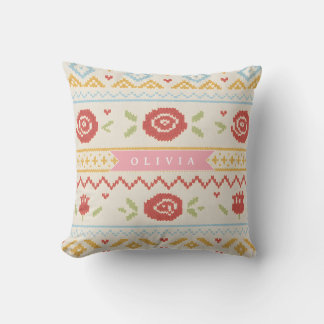 Almofada Personalized Folk Nordic Boho Floral Pattern