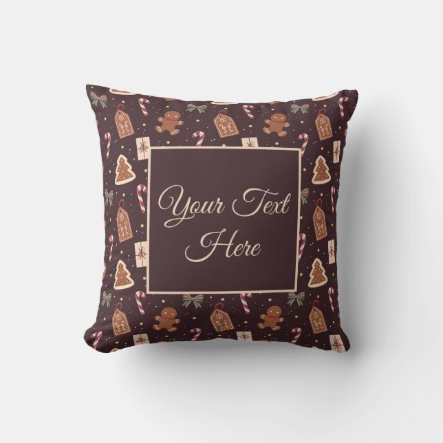 Almofada Personalized Gingerbread Christmas Throw Pillow (Frente)